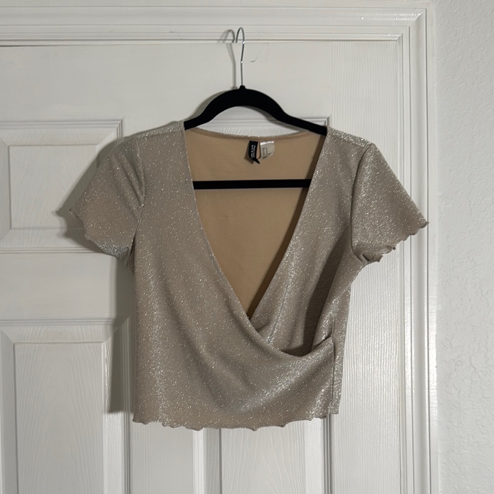 Elegant Silver Women's Top